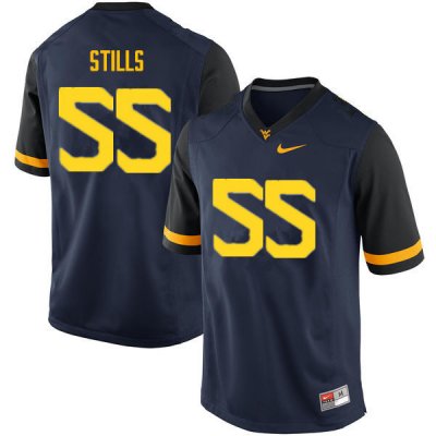 Men's West Virginia Mountaineers NCAA #55 Dante Stills Navy Authentic Nike Stitched College Football Jersey RK15L46EQ